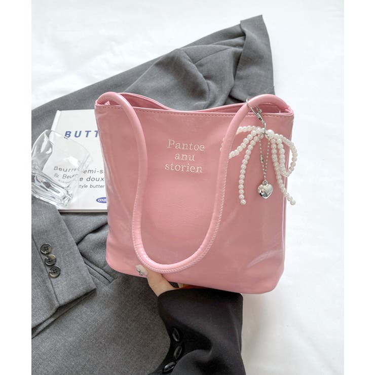 パールリボンチャーム付きショルダーバッグ トートバッグ ハンドバッグ | Riff | 詳細画像17 