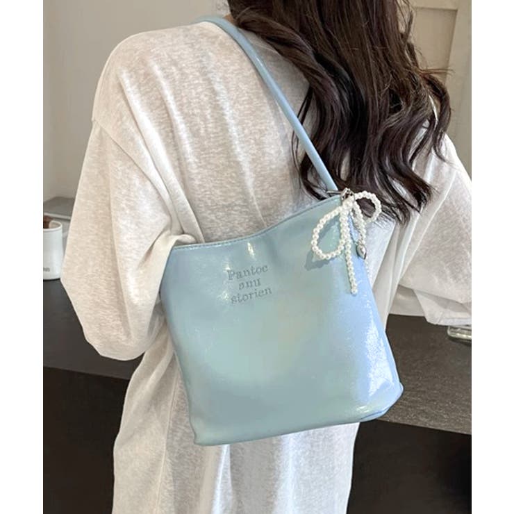 パールリボンチャーム付きショルダーバッグ トートバッグ ハンドバッグ | Riff | 詳細画像18 