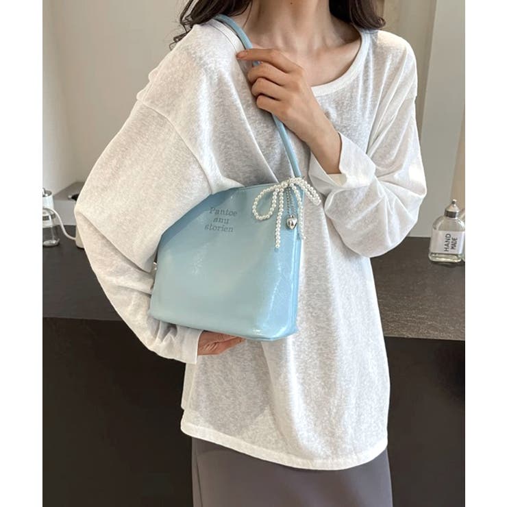 パールリボンチャーム付きショルダーバッグ トートバッグ ハンドバッグ | Riff | 詳細画像20 