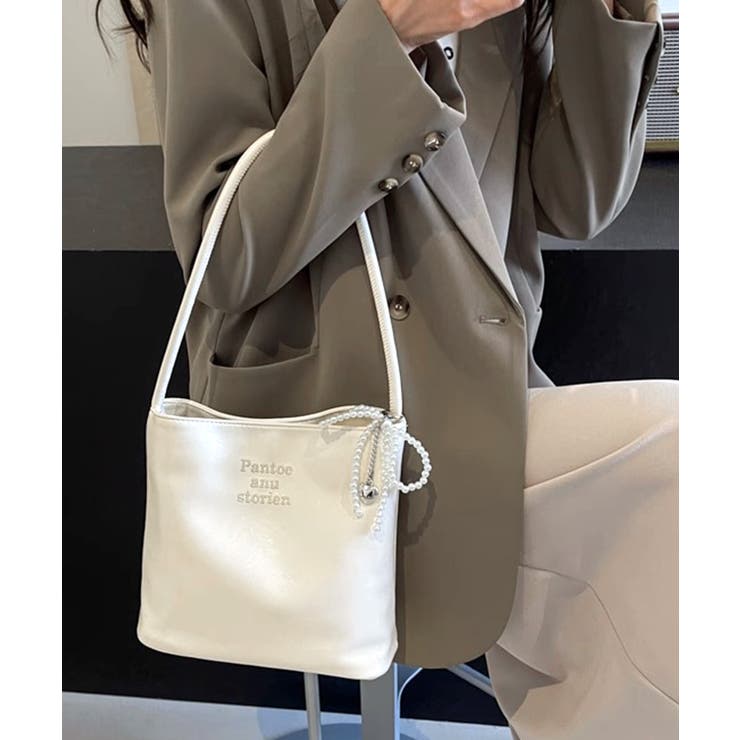 パールリボンチャーム付きショルダーバッグ トートバッグ ハンドバッグ | Riff | 詳細画像6 