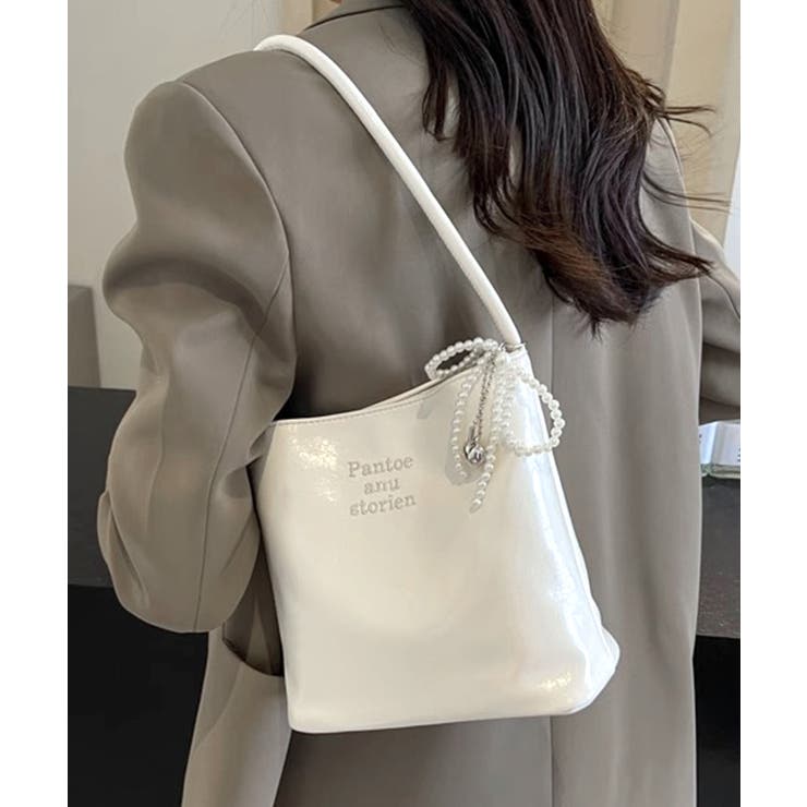 パールリボンチャーム付きショルダーバッグ トートバッグ ハンドバッグ | Riff | 詳細画像8 