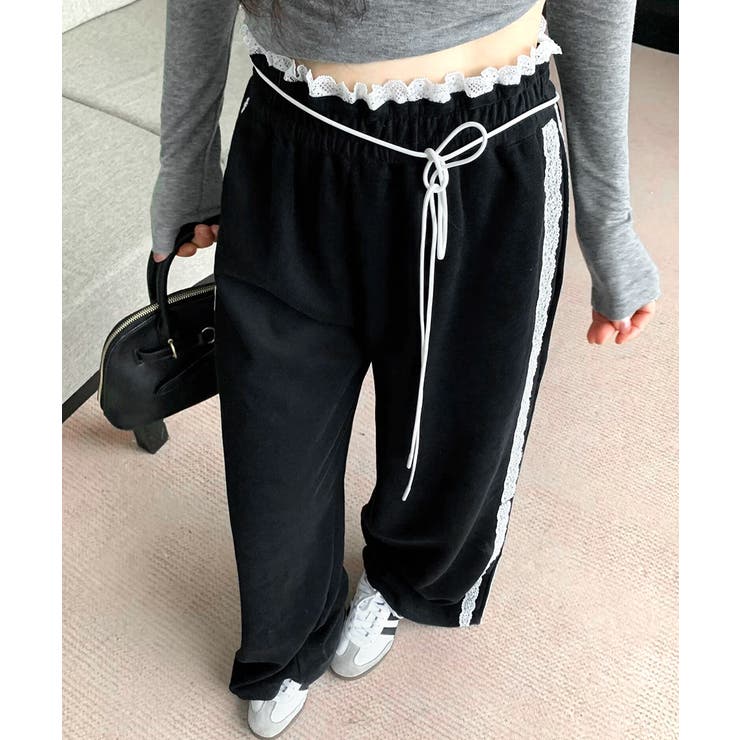 ウエストサイドレースワイドパンツ サイド刺繍 イージーパンツ | Riff | 詳細画像11 