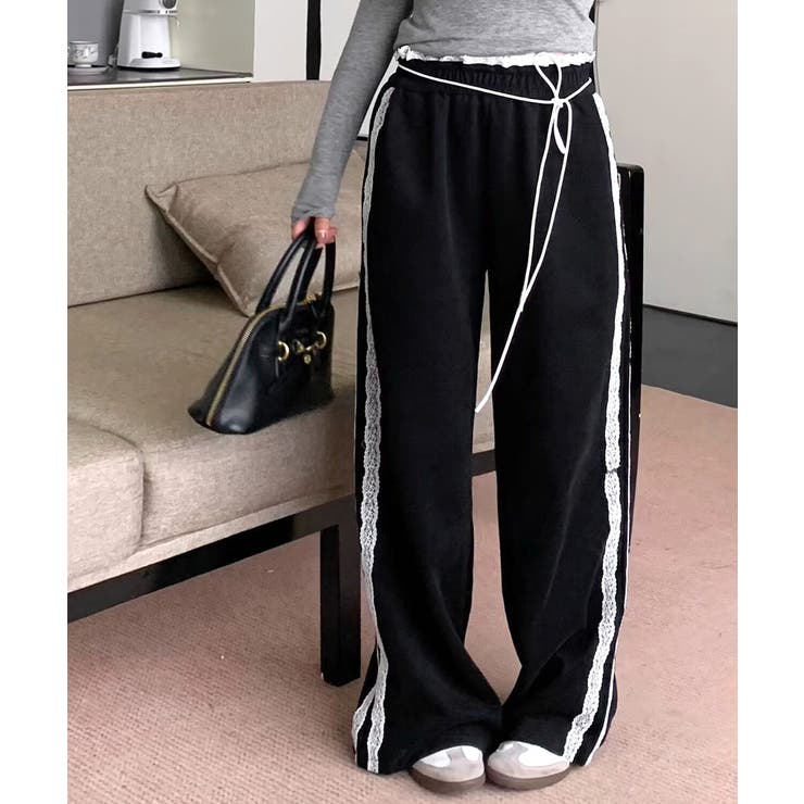 ウエストサイドレースワイドパンツ サイド刺繍 イージーパンツ | Riff | 詳細画像12 