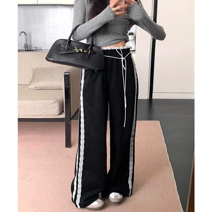 ウエストサイドレースワイドパンツ サイド刺繍 イージーパンツ | Riff | 詳細画像13 