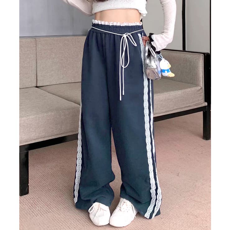 ウエストサイドレースワイドパンツ サイド刺繍 イージーパンツ | Riff | 詳細画像14 