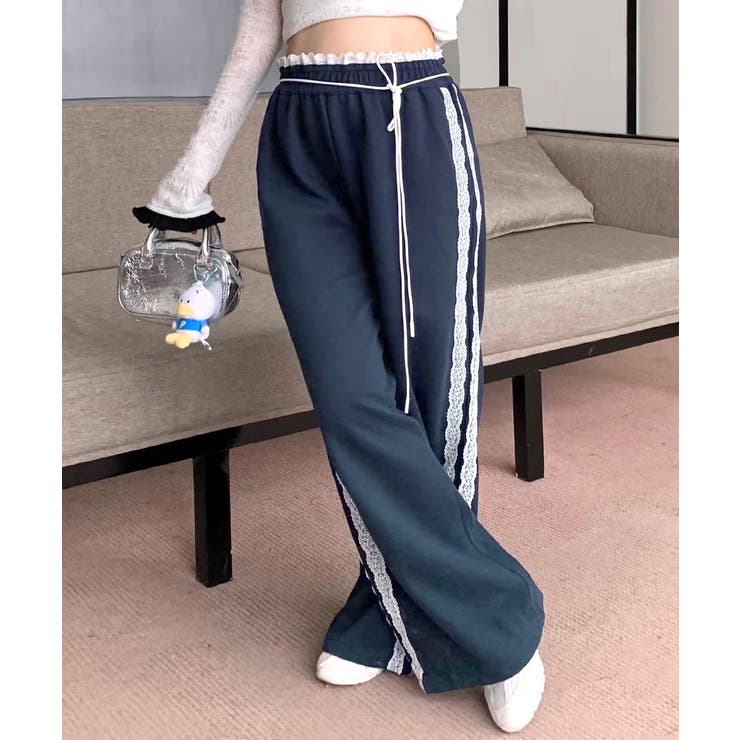 ウエストサイドレースワイドパンツ サイド刺繍 イージーパンツ | Riff | 詳細画像16 