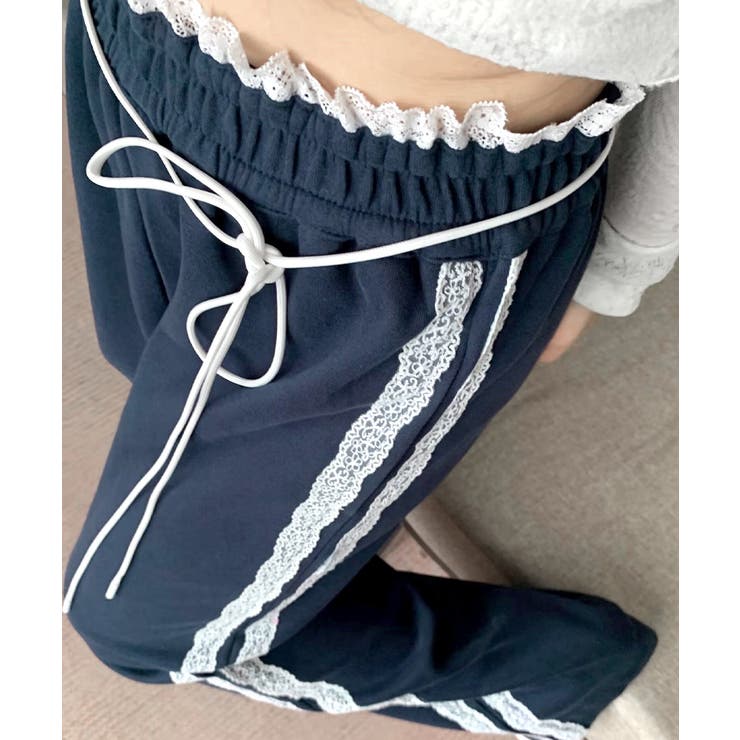 ウエストサイドレースワイドパンツ サイド刺繍 イージーパンツ | Riff | 詳細画像19 