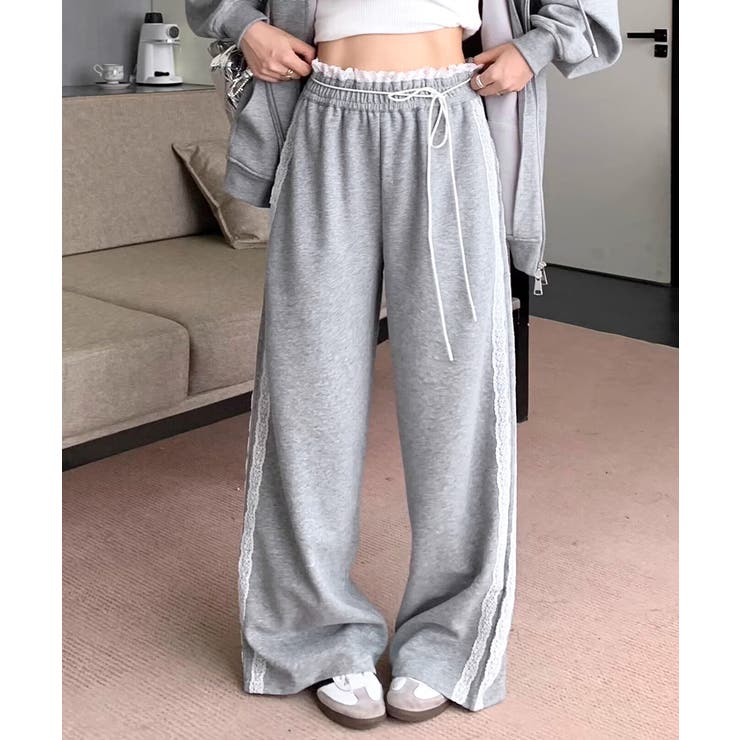 ウエストサイドレースワイドパンツ サイド刺繍 イージーパンツ | Riff | 詳細画像2 