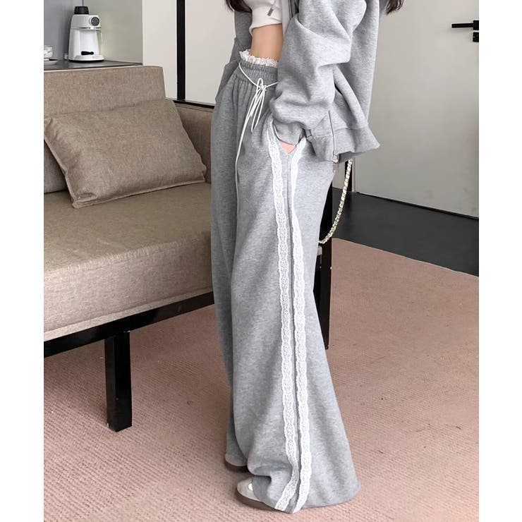 ウエストサイドレースワイドパンツ サイド刺繍 イージーパンツ | Riff | 詳細画像3 