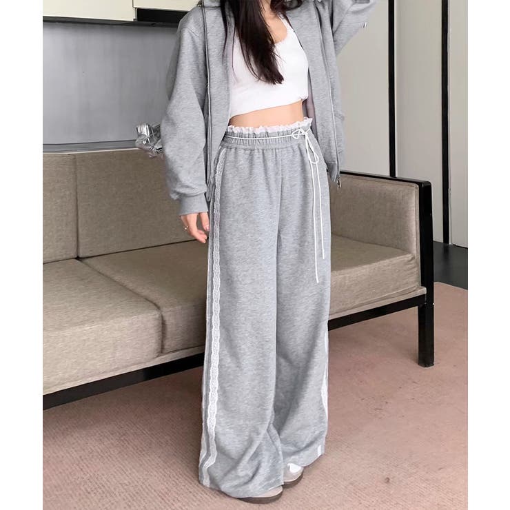 ウエストサイドレースワイドパンツ サイド刺繍 イージーパンツ | Riff | 詳細画像4 