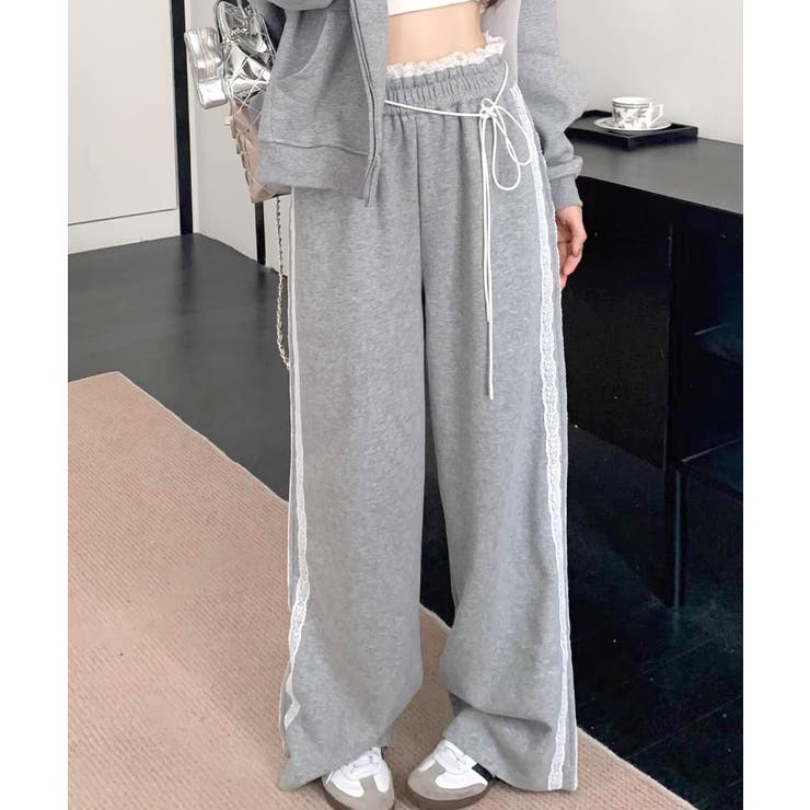 ウエストサイドレースワイドパンツ サイド刺繍 イージーパンツ | Riff | 詳細画像5 