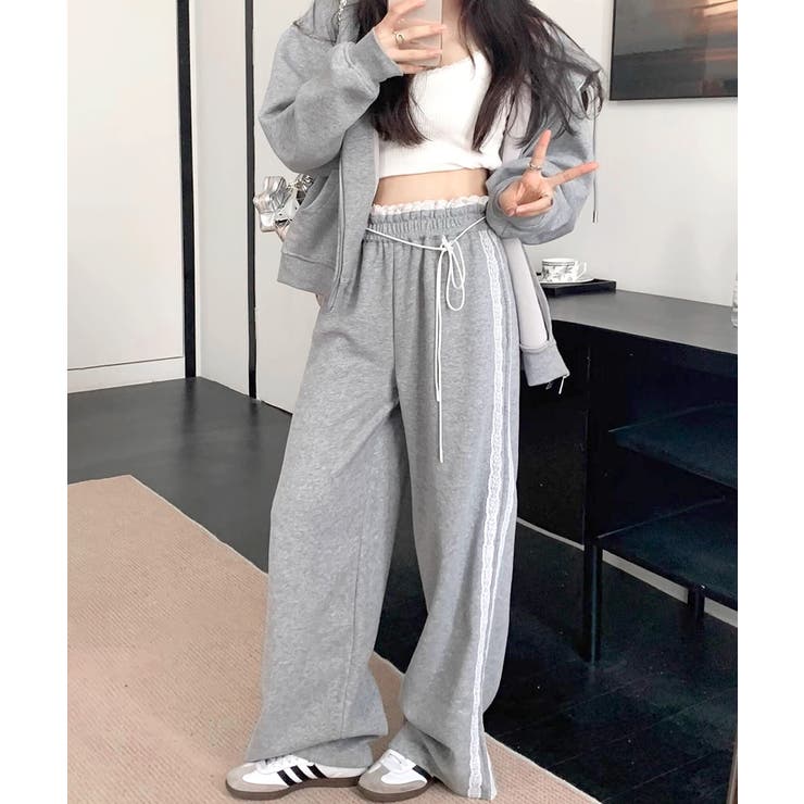 ウエストサイドレースワイドパンツ サイド刺繍 イージーパンツ | Riff | 詳細画像7 