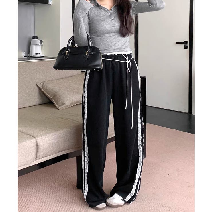 ウエストサイドレースワイドパンツ サイド刺繍 イージーパンツ | Riff | 詳細画像9 