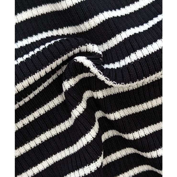 ホルターネックボーダーニットタンクトップ リブニット バイカラー | Riff | 詳細画像22 