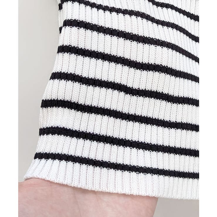 ホルターネックボーダーニットタンクトップ リブニット バイカラー | Riff | 詳細画像23 