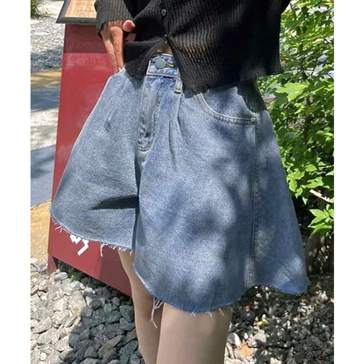 フレアデニムショートパンツ カットオフ 切りっぱなし | Riff | 詳細画像11 