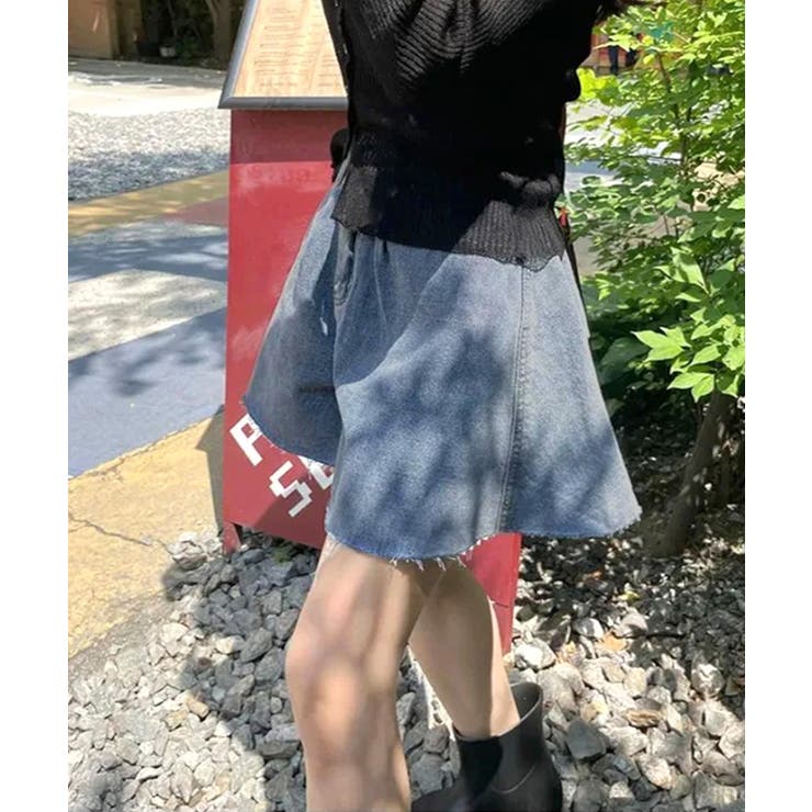 フレアデニムショートパンツ カットオフ 切りっぱなし | Riff | 詳細画像12 