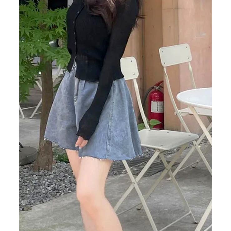 フレアデニムショートパンツ カットオフ 切りっぱなし | Riff | 詳細画像14 