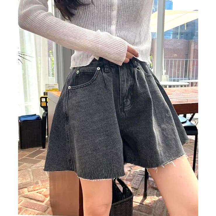 フレアデニムショートパンツ カットオフ 切りっぱなし | Riff | 詳細画像2 