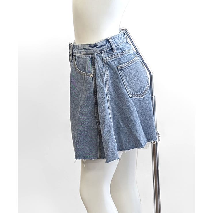 フレアデニムショートパンツ カットオフ 切りっぱなし | Riff | 詳細画像21 