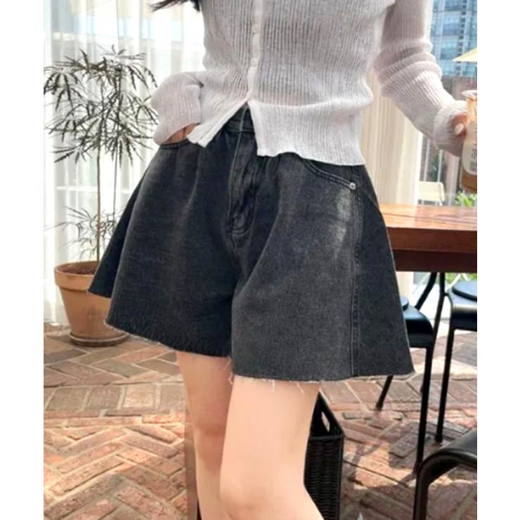 フレアデニムショートパンツ カットオフ 切りっぱなし | Riff | 詳細画像3 