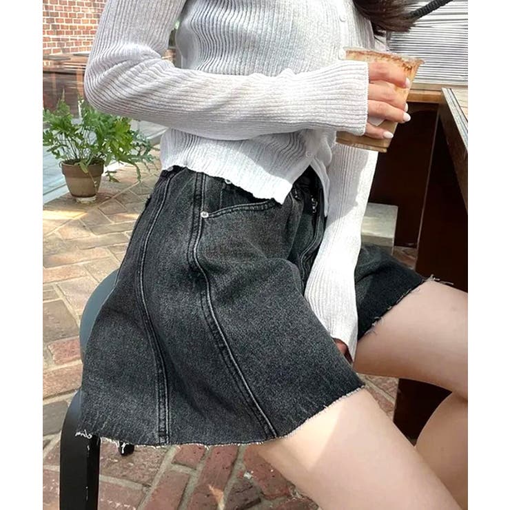 フレアデニムショートパンツ カットオフ 切りっぱなし | Riff | 詳細画像5 