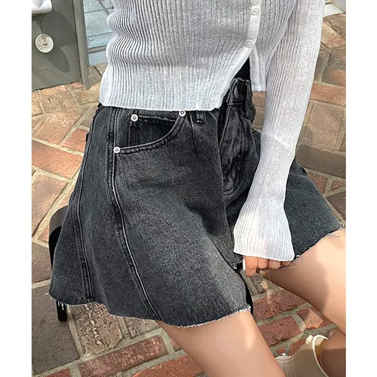 フレアデニムショートパンツ カットオフ 切りっぱなし | Riff | 詳細画像6 