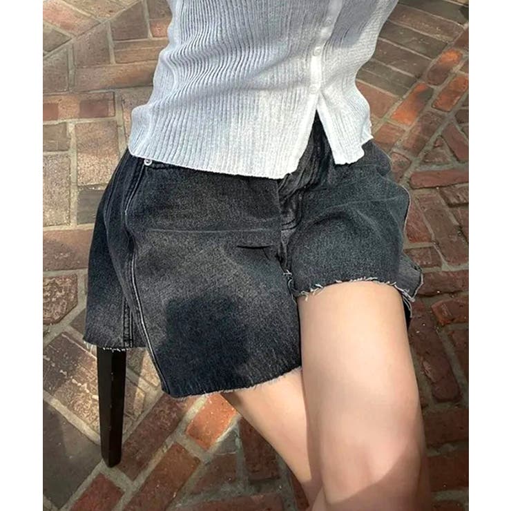 フレアデニムショートパンツ カットオフ 切りっぱなし | Riff | 詳細画像7 