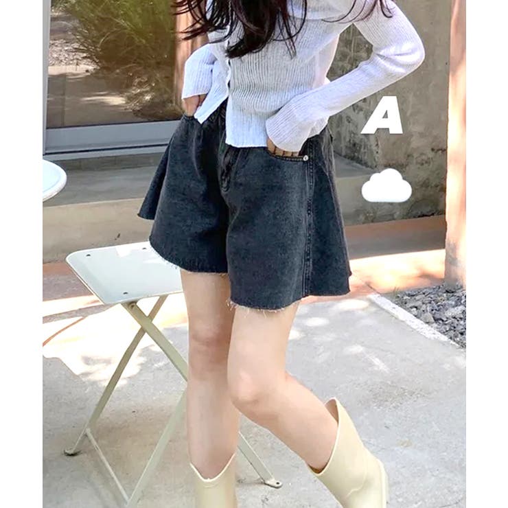 フレアデニムショートパンツ カットオフ 切りっぱなし | Riff | 詳細画像9 