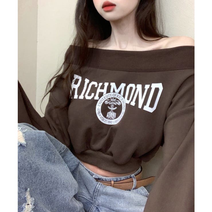 ロゴプリントオフショルトレーナー ショート丈 クロップド丈 | Riff | 詳細画像10 