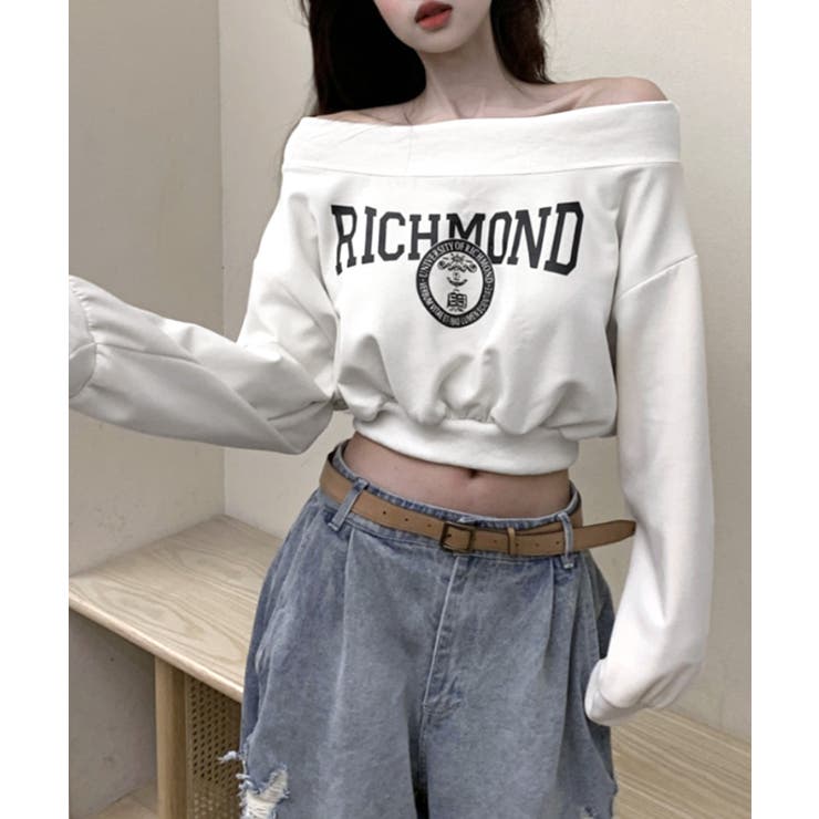 ロゴプリントオフショルトレーナー ショート丈 クロップド丈 | Riff | 詳細画像11 