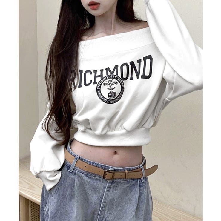 ロゴプリントオフショルトレーナー ショート丈 クロップド丈 | Riff | 詳細画像12 