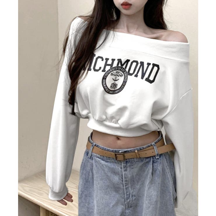 ロゴプリントオフショルトレーナー ショート丈 クロップド丈 | Riff | 詳細画像13 