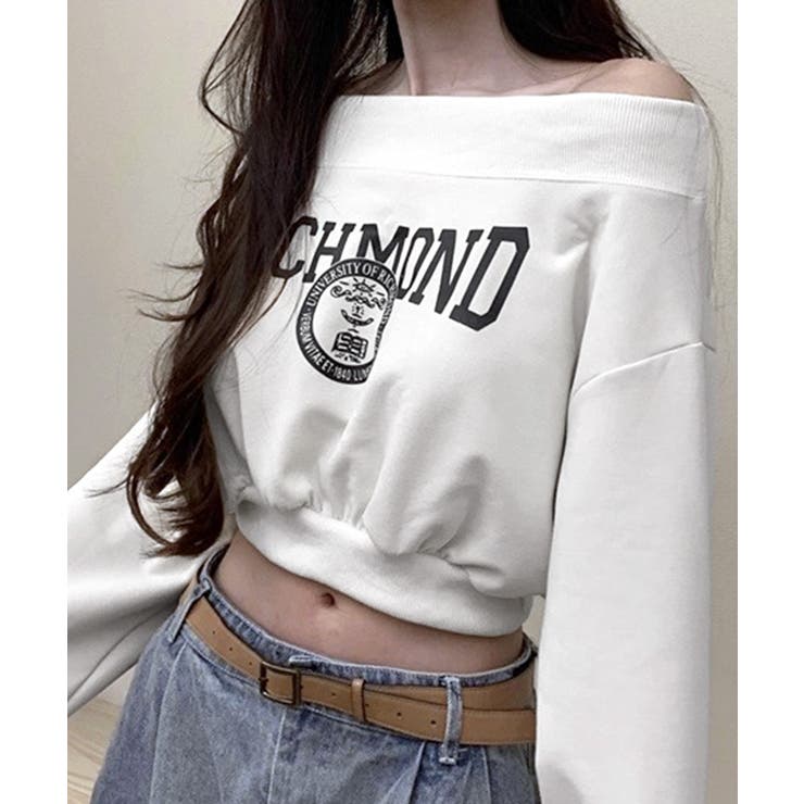 ロゴプリントオフショルトレーナー ショート丈 クロップド丈 | Riff | 詳細画像14 