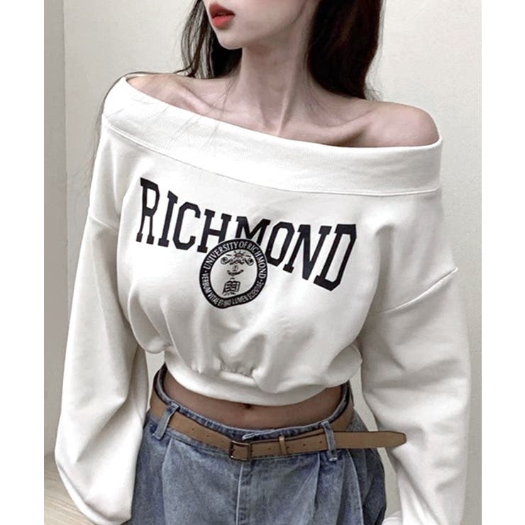 ロゴプリントオフショルトレーナー ショート丈 クロップド丈 | Riff | 詳細画像15 