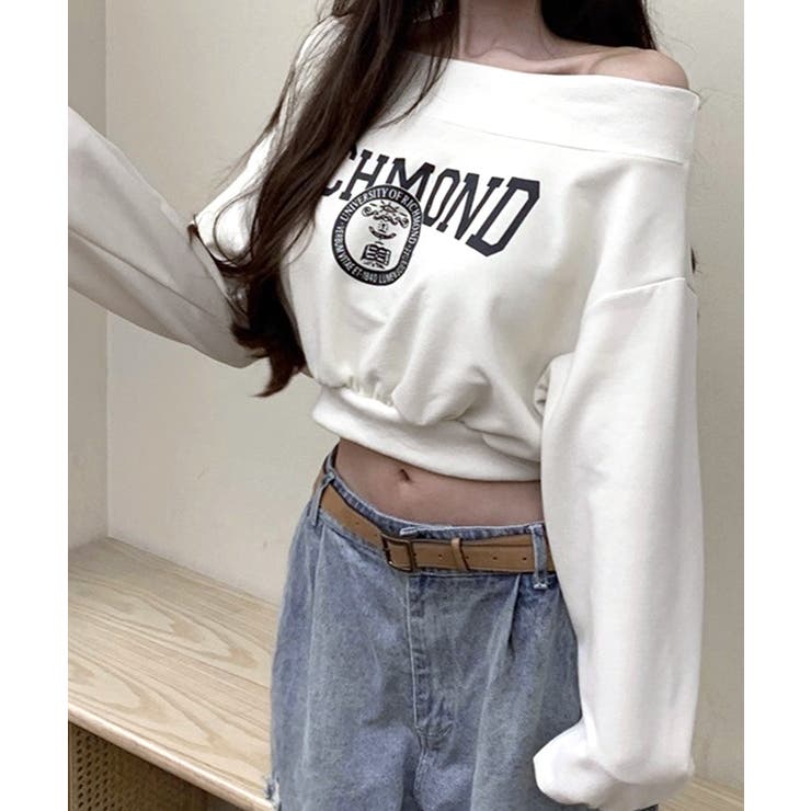 ロゴプリントオフショルトレーナー ショート丈 クロップド丈 | Riff | 詳細画像16 