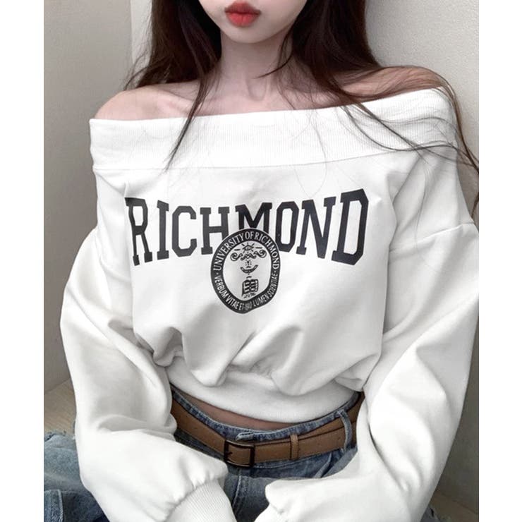 ロゴプリントオフショルトレーナー ショート丈 クロップド丈 | Riff | 詳細画像18 