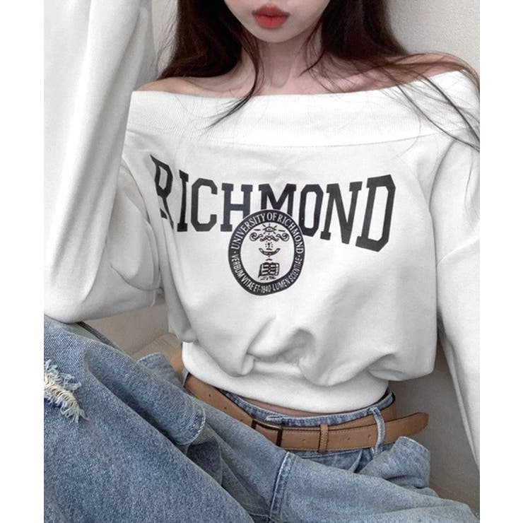 ロゴプリントオフショルトレーナー ショート丈 クロップド丈 | Riff | 詳細画像19 