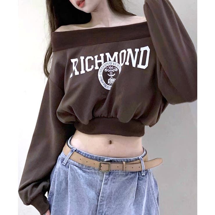 ロゴプリントオフショルトレーナー ショート丈 クロップド丈 | Riff | 詳細画像2 