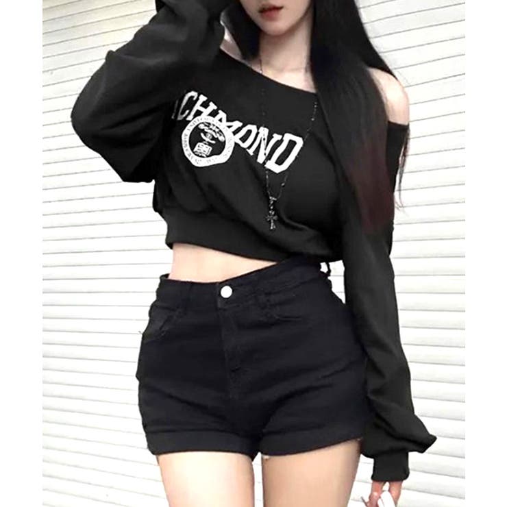 ロゴプリントオフショルトレーナー ショート丈 クロップド丈 | Riff | 詳細画像20 