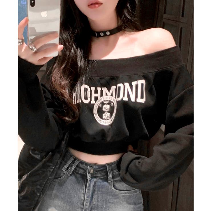 ロゴプリントオフショルトレーナー ショート丈 クロップド丈 | Riff | 詳細画像22 