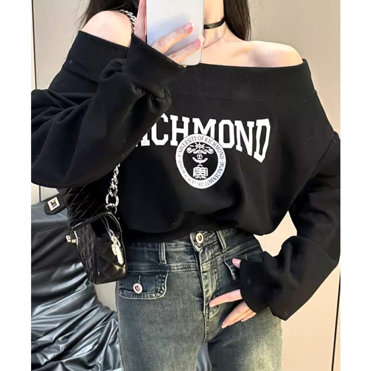 ロゴプリントオフショルトレーナー ショート丈 クロップド丈 | Riff | 詳細画像24 