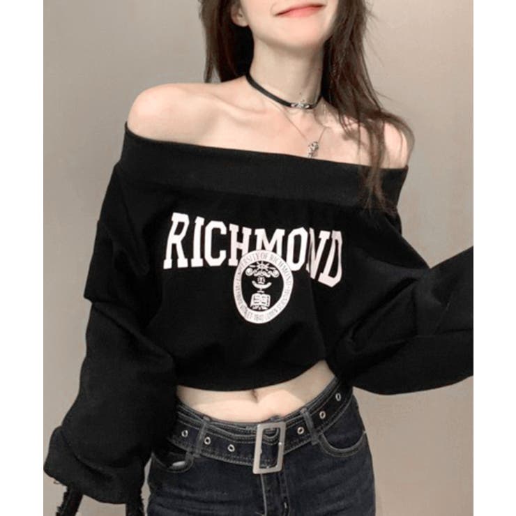 ロゴプリントオフショルトレーナー ショート丈 クロップド丈 | Riff | 詳細画像25 