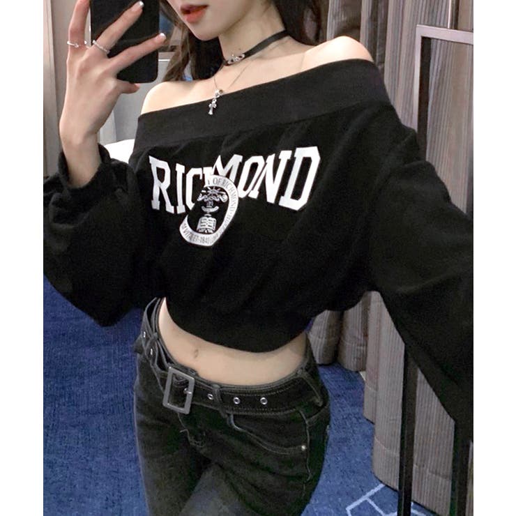 ロゴプリントオフショルトレーナー ショート丈 クロップド丈 | Riff | 詳細画像27 