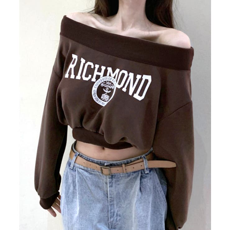 ロゴプリントオフショルトレーナー ショート丈 クロップド丈 | Riff | 詳細画像3 