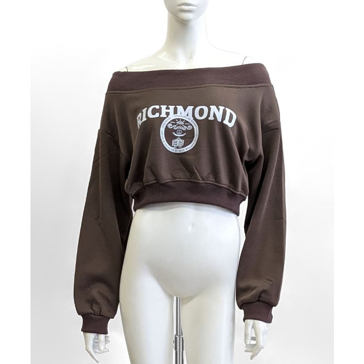 ロゴプリントオフショルトレーナー ショート丈 クロップド丈 | Riff | 詳細画像32 