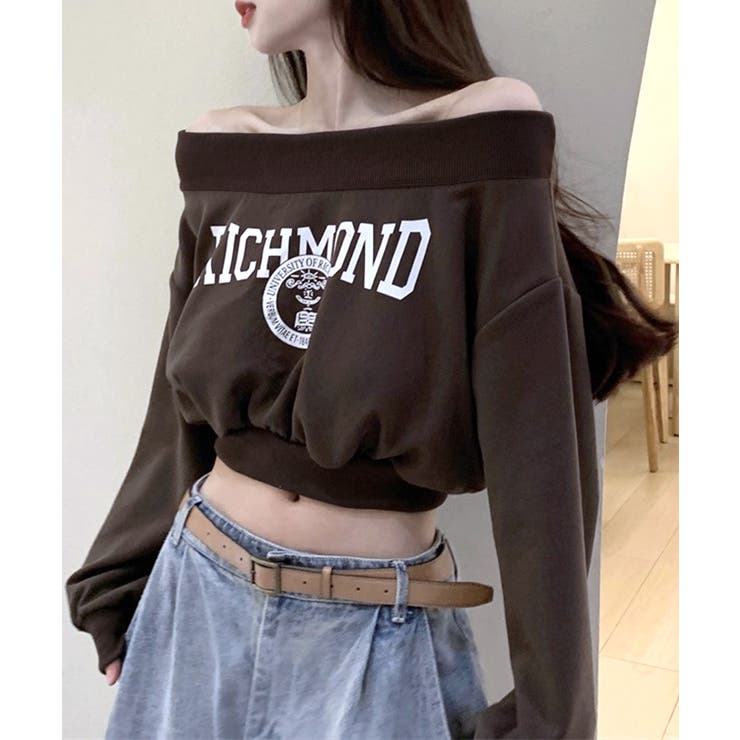 ロゴプリントオフショルトレーナー ショート丈 クロップド丈 | Riff | 詳細画像5 