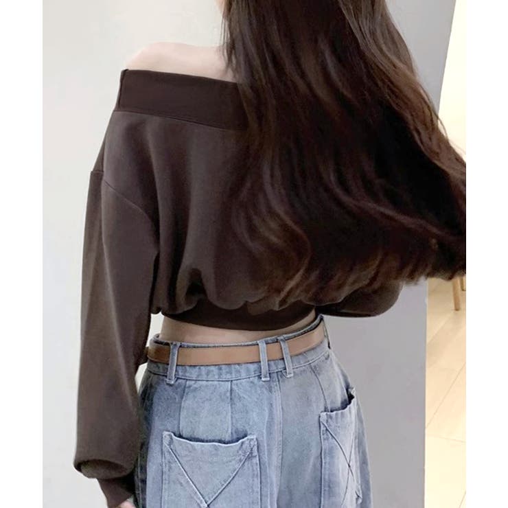 ロゴプリントオフショルトレーナー ショート丈 クロップド丈 | Riff | 詳細画像6 