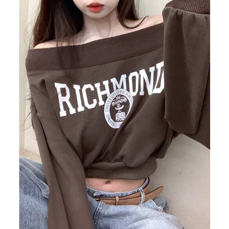 ロゴプリントオフショルトレーナー ショート丈 クロップド丈 | Riff | 詳細画像8 