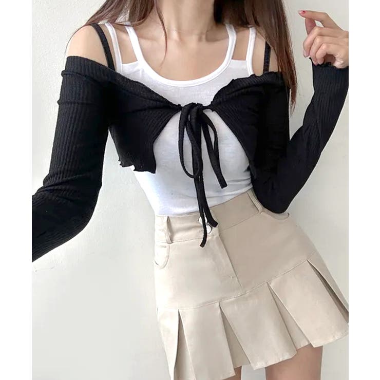 オフショルカーディガン ショート丈 リボン | Riff | 詳細画像10 